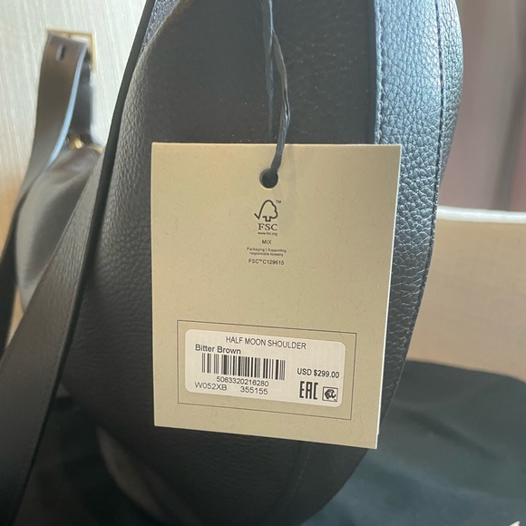 AllSaints Half Moon Leather Shoulder Bag in Bitter Brown - Picture 11 of 14